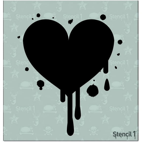 Stencil1 Heart Dripping Stencil Art Craft - 5.75" x 6"