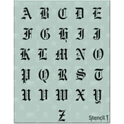 Stencil1 Letter Stencils 1" - Old English Calligraphy Letters & Numbers - Uppercase and Lowercase Alphabet for Hand Painting, Drawing