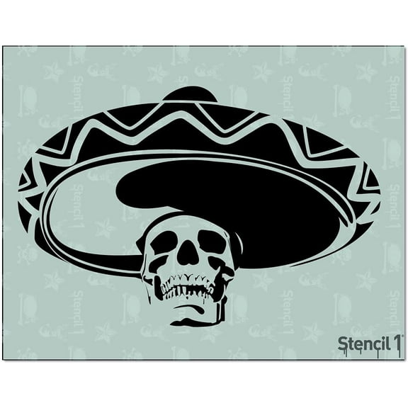 Stencil1 Mexican Skull Stencil Halloween Art Craft - 8.5" x 11"
