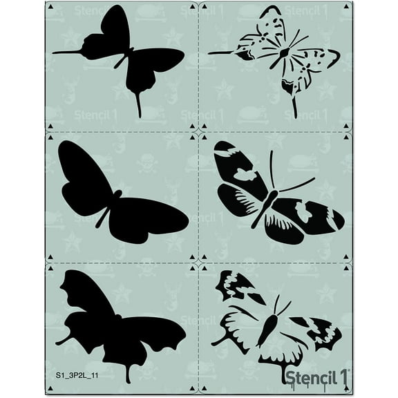 Stencil1 Multi-Layer Stencil, Butterflies, Pkg of 3, 2 Layer