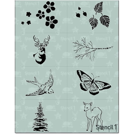 Stencil1 Nature 8-Pack Stencil Set Art Craft - 8.5" x 11"
