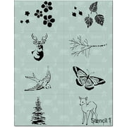 Stencil1 Nature 8-Pack Stencil Set - Attractive & Durable Quality Reusable Stencils for Painting - Create Stencil Crafts and Decor - Decor on Walls Fabric & Furniture Recyclable Art Craft - 8.5" x 11"