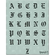 Stencil1 Old English Font 8.5" x 11" Alphabet Stencil, Attractive & Durable Quality Reusable Stencils for Painting - Create Stencil Crafts and Decor - Decor on Walls Fabric & Furniture Recyclable Art