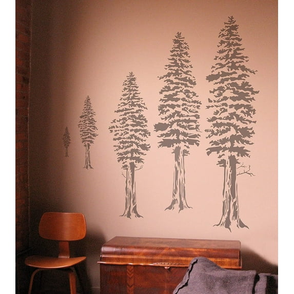 Stencil1 Redwood Tree Art Stencil 48 Inch