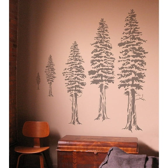 Stencil1 Redwood Tree Art Stencil 48 Inch