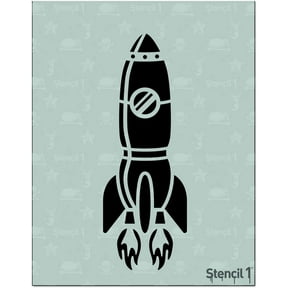 Stencil1 Rocket Ship Stencils for Kids 8.5 x 11 inches for Painting on Childs Bedroom Wall, Canvas, DIY Decorating and Art- Attractive, Reusable, Recyclable.