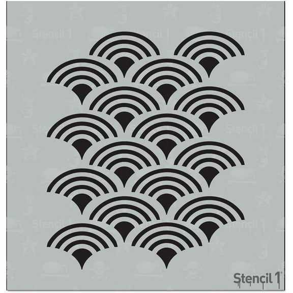 Stencil1 Scallop, Repeat Pattern, Stencil Art Craft - 5.75" x 6"