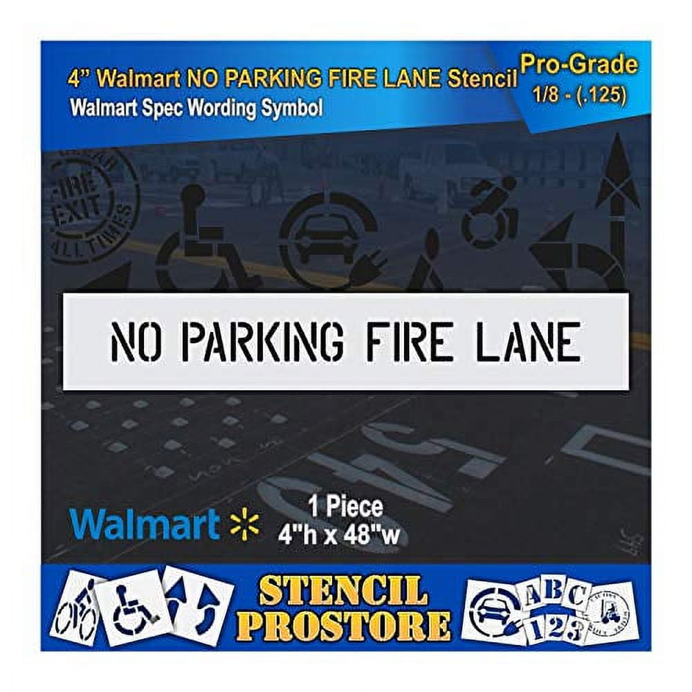 Stencils 4 In NO Parking FIRE Lane Stencil 48'' X 4'' X 1/8" (128 Mil) ProGrade
