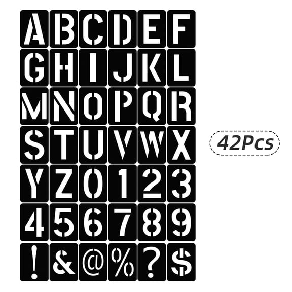 Stencils 42PCS Stencils Letter And Number Template Reusable Washable Alphabet Stencils Environment-friendly PP Art Craft Templates For Painting On Wood Scrapbooking Fabric Wall