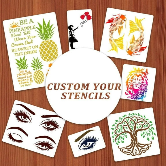 Stencils 4x6 inch Customize Your Own Stencil Small Personalized Text Stencils for Words Logos Businesses Photo Reusable Stencil for Painting on Walls Wood Arts and Crafts DIY Making