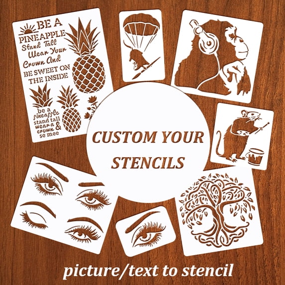 Stencils 4x6 inch Customize Your Own Stencil Small Personalized Text Stencils for Words Logos Businesses Photo Reusable Stencil for Painting