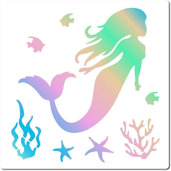 Stencils Coral Templates Aquatic Plants Starfish Fish Sea Creatures Reusable 18x18cm Square Painting Stencils for Wall Scrapbooking Summer DIY Art Crafts Home Decorations