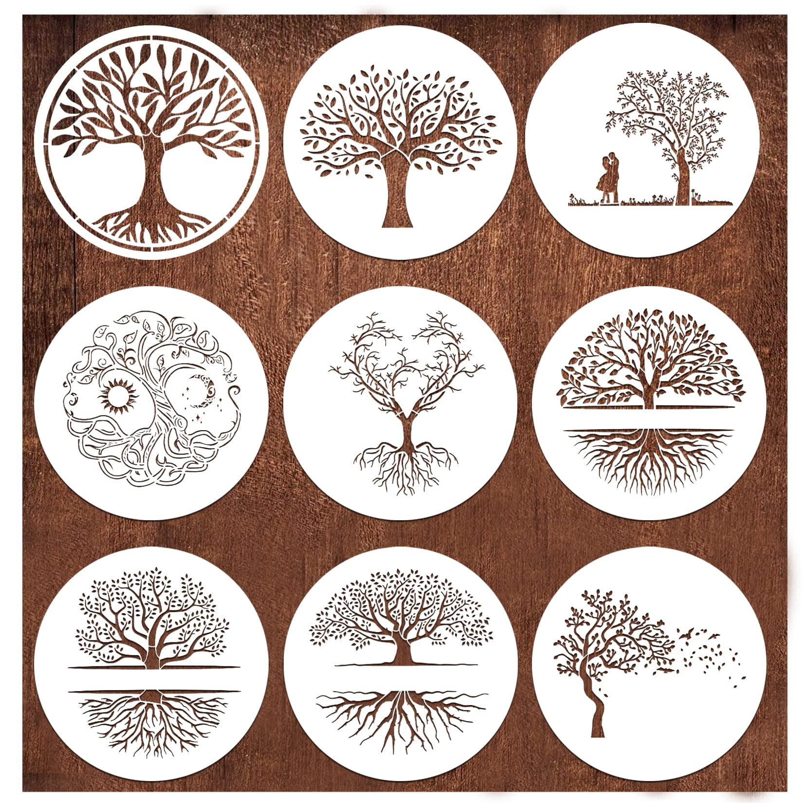 Stencils Painting on EC36 Wood 12" Welcome Stencils Crafts Drawing Tree ...