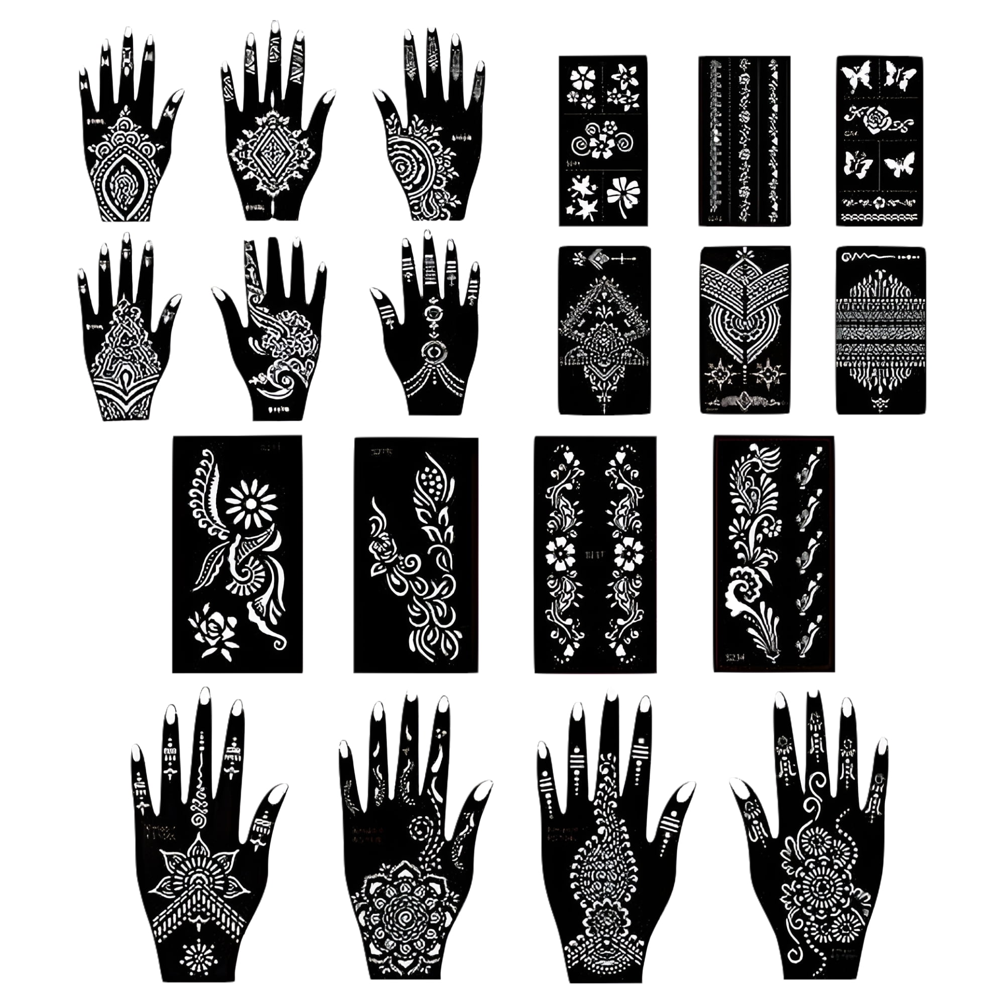 Stencils for Henna Tattoos/Temporary Tattoo Temples Set of 20 Sheets,Indian Arabian Tattoo Stickers for Hands Arms Shoulders Legs