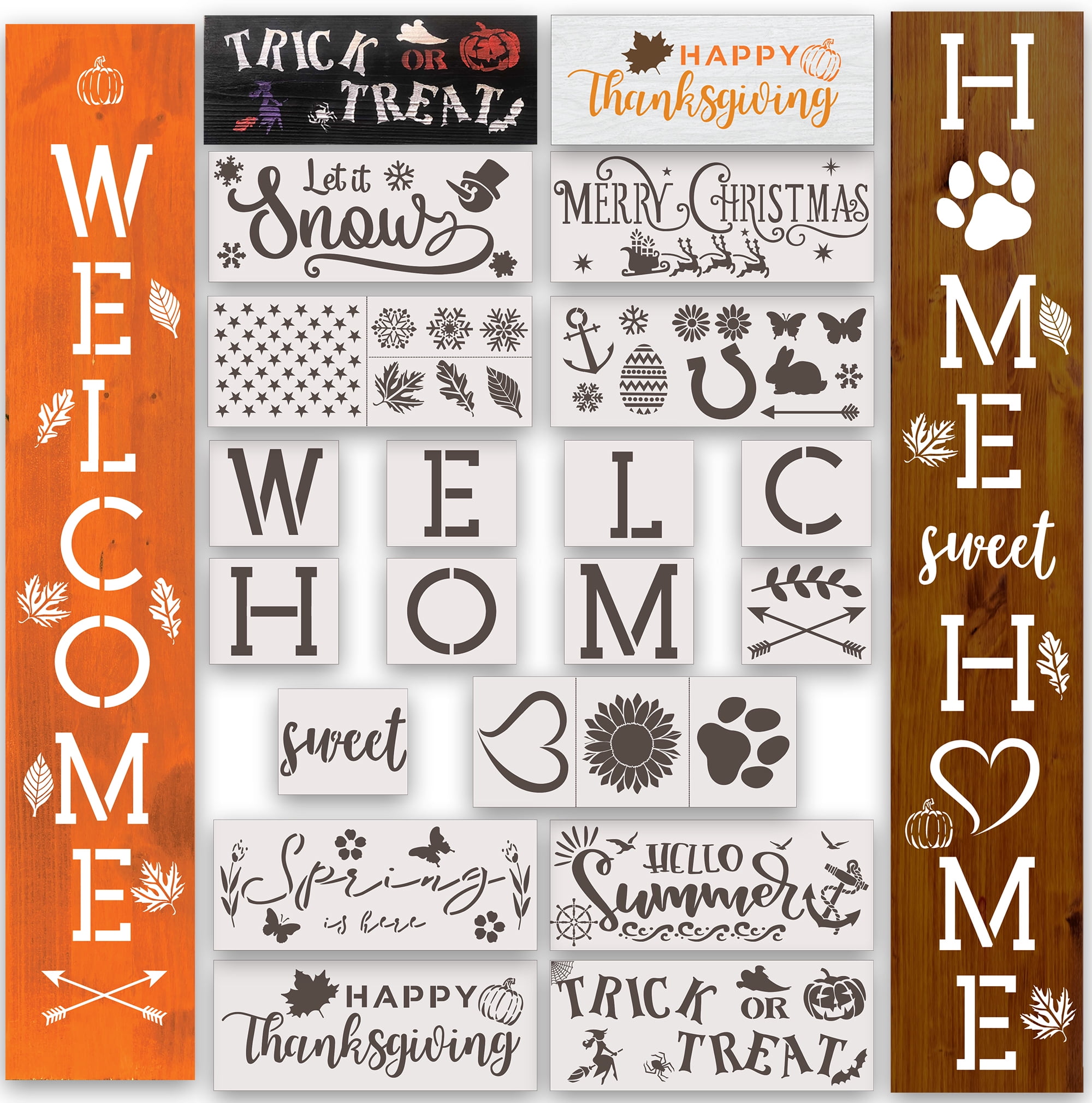 Welcome stencil n.4 - Reusable modular Welcome stencil for wood signs,  walls, fabrics for veterinary signs