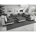 thumbnail image 1 of Stendmar L Shape U Shape Reversible Modern Microfiber Fabric Sectional Couch Sofa Set S150DRG (2 Tone Grey/Dark Grey), 1 of 9