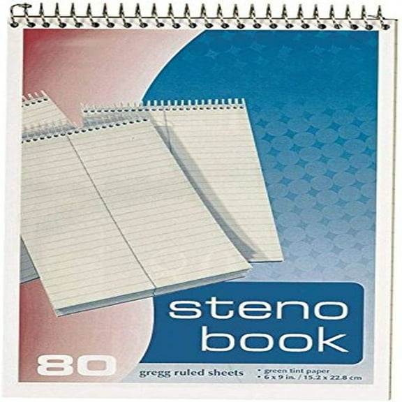 Steno Book, 6 x 9 In, White, 80 Sheets