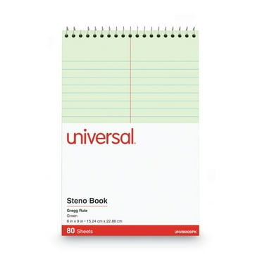 Steno Books, Gregg Rule, 6 x 9, Green Tint, 80 Sheets, 6/Pack