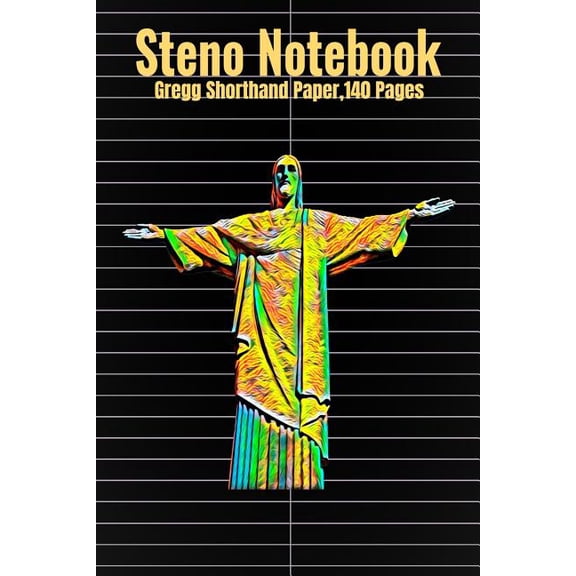 Steno Notebook: Gregg Shorthand Paper,140 Pages With Jesus Christ Cover, 6 x 9 inches (15 x 23 cm) (Paperback)