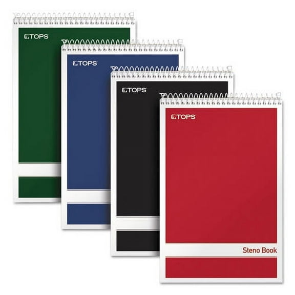 Steno Pad, Gregg Rule, Assorted Cover Colors, 80 White 6 X 9 Sheets, 4/pack | Bundle of 5