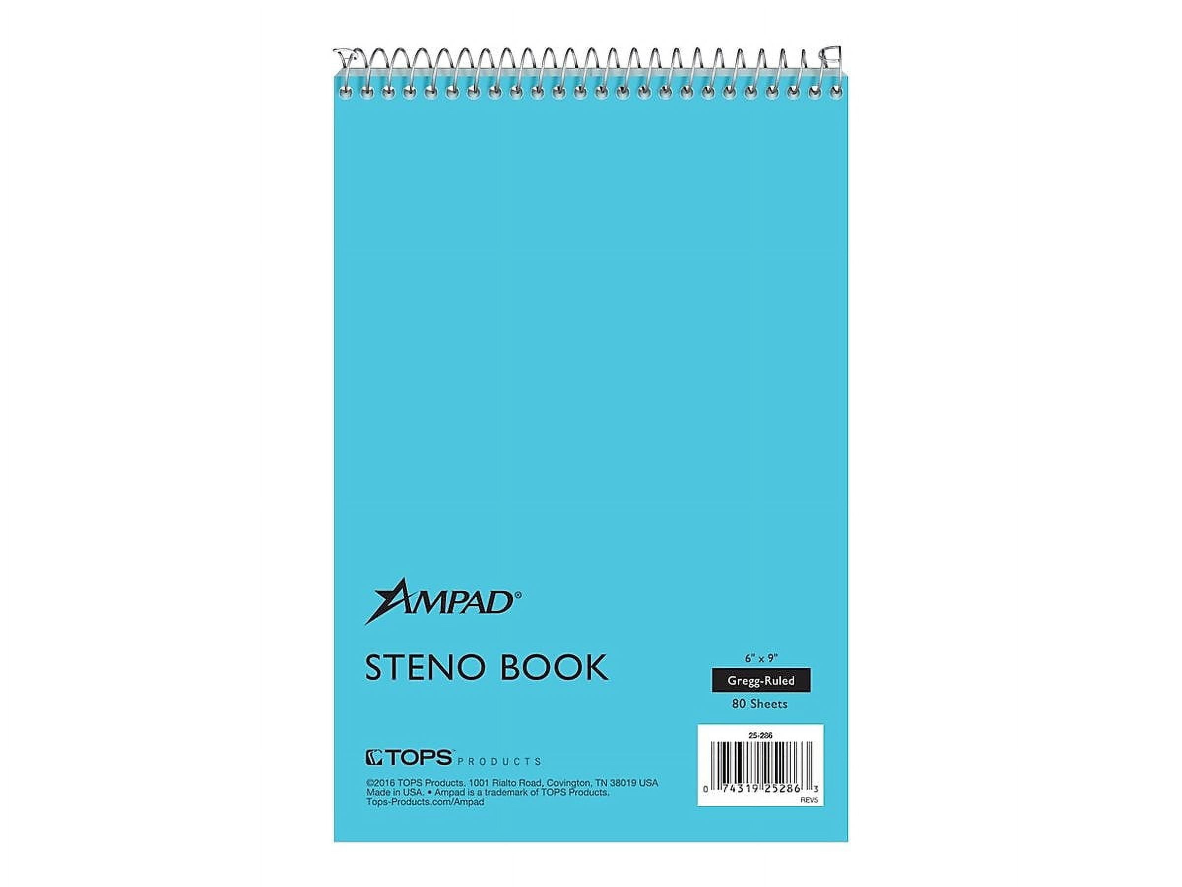Steno Pads, Gregg Rule, Blue Cover, 80 Green-Tint 6 x 9 Sheets Steno Pads, Gregg Rule, Blue Cover, 80 Green-Tint 6 x 9 Sheets