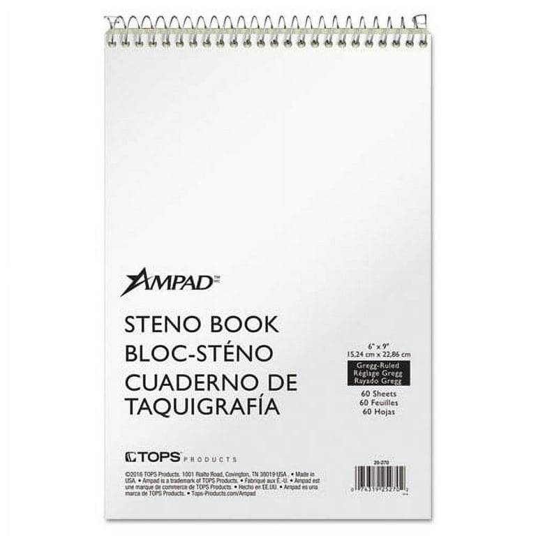 Steno Pads, Gregg Rule, White Cover, 60 Green-Tint 6 x 9 Sheets Steno Pads, Gregg Rule, White Cover, 60 Green-Tint 6 x 9 Sheets