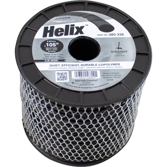Stens Helix Trimmer Line 380-338 893' Approximate Length, Twist Shape, 3 lb. Size, Black Color