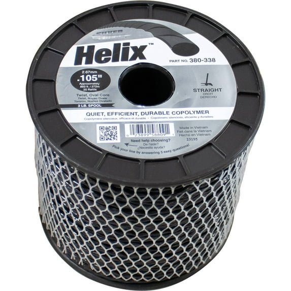 Stens Helix Trimmer Line 380-338 893' Approximate Length, Twist Shape, 3 lb. Size, Black Color