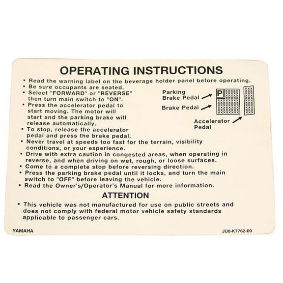 Stentens Golf WAR3YD G & E 2012 Plus G29 Warning Label - Yamaha Drive for OEM JU0-K7762-00-00