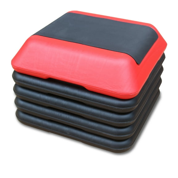 Step Aerobics Platform - Adjustable Height Fitness Stepper with 4 Risers - Exercise Platform for Home Gym, Cardio Workout - Non-Slip, 250kg Capacity - Red