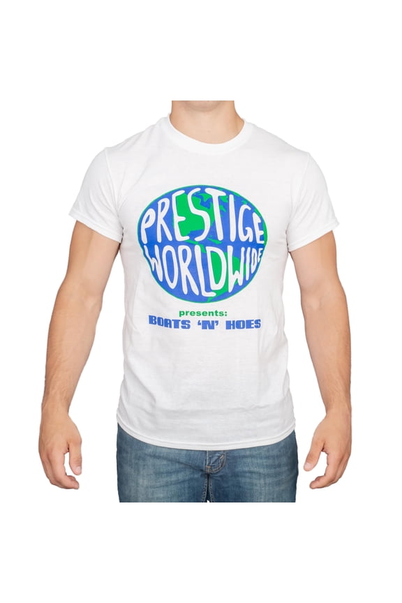 Step Bros Prestige Worldwide Presents Boats 'N' Hoes White Funny T-Shirt Tee