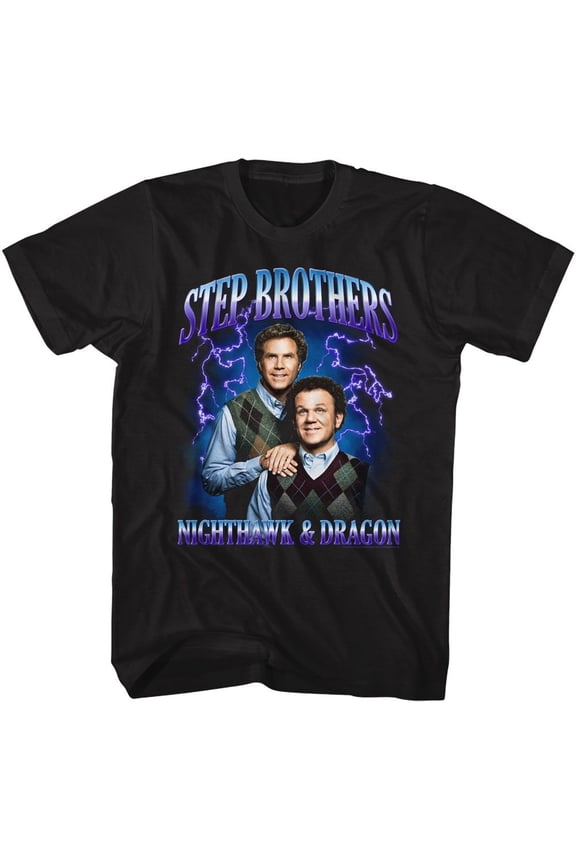 Step Brothers Lightning Gradient Black Adult T-Shirt 2Xl
