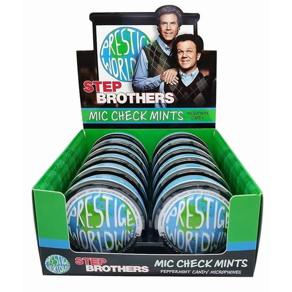 Step Brothers Prestige Worldwide Mic Check Mints Candy Tins - 12 Count Display Box