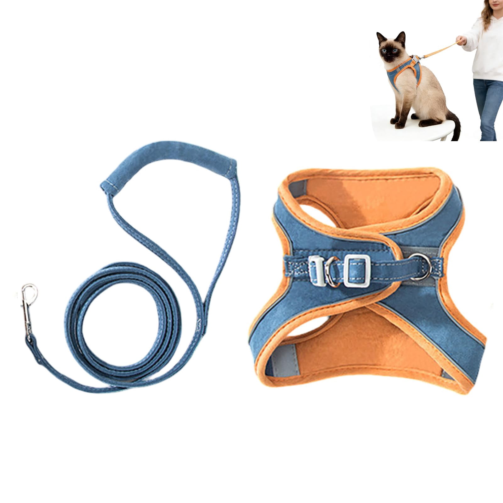 Step in Cat Harness Vest Style Cat Harness with Leash Escape Proof Soft Breathable Reflective Cat Walking Harness for Travel Outdoor Training and Daily Use (1PC,M)