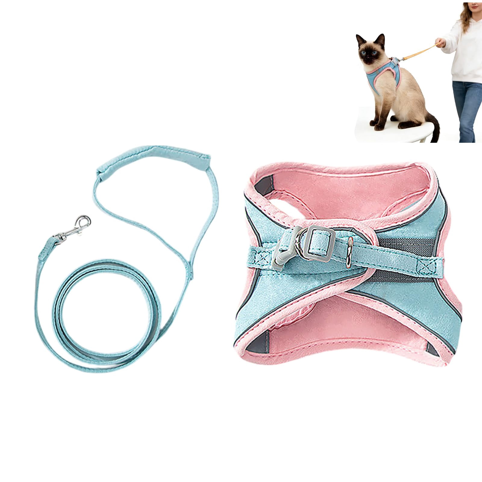 Step in Cat Harness Vest Style Cat Harness with Leash Escape Proof Soft Breathable Reflective Cat Walking Harness for Travel Outdoor Training and Daily Use (1PC,S)