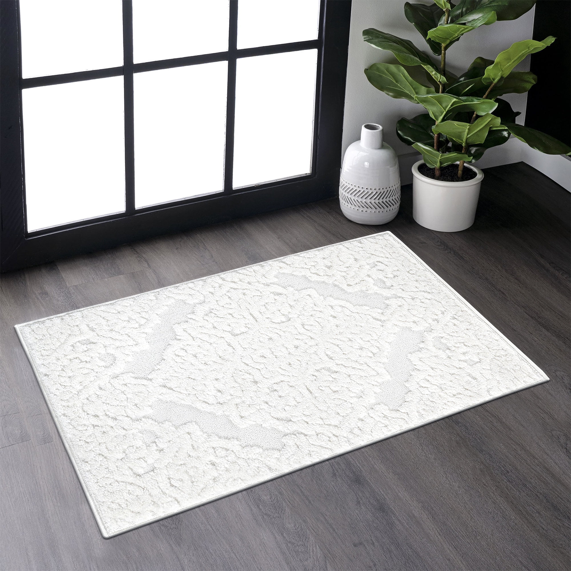 Cream Color Area Rug Step Collection High-Low Medallion Cream/Cream Indoor Area Rug, 2'x3 ...