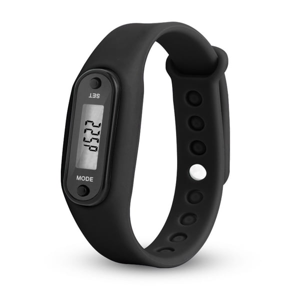 Step Counter Watch Bracelet, Pedometer Calorie Counter Digital LCD Walking Distance Tracker, Auto Sleep Low Battery Consumption Fitness Tracker for Jogging Walking, Black