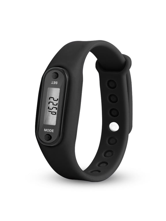 Step Counter Watch Pedometer, QQZ Digital LCD Fitness Tracker with Calorie Distance Monitor, Auto Sleep Low Battery Wristband for Walking Jogging Exercise, Black