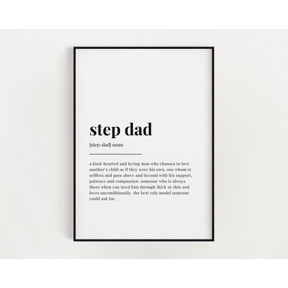 Step Dad Definition Meaning, Wall Art, Step Dad, Print Home Decor #3401, Unframed Poster Size 16x24