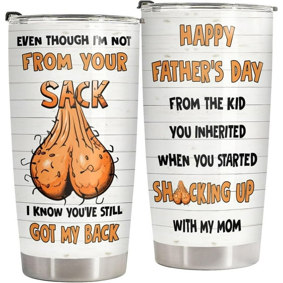 Step Dad Father Day Gifts, Funny Bonus Dad Tumbler with Lid 20 oz Stainless Steel, Happy Fathers Day Mug, Funny Gifts for Step Dad