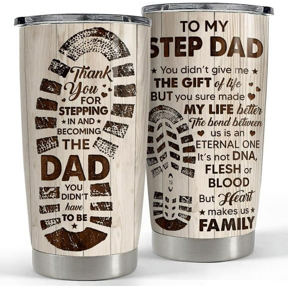Step Dad Gifts Tumbler 20oz Coffee Travel Mug Cup Gift for Dad Stepfather Stepdad Gift from Step Daughter Son