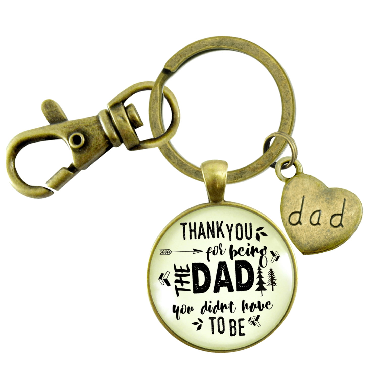 Step Dad Gutsy Goodness Bronze Metal Keychain Thank You for Being Dad Gift Adoptive Adult Male Key Ring