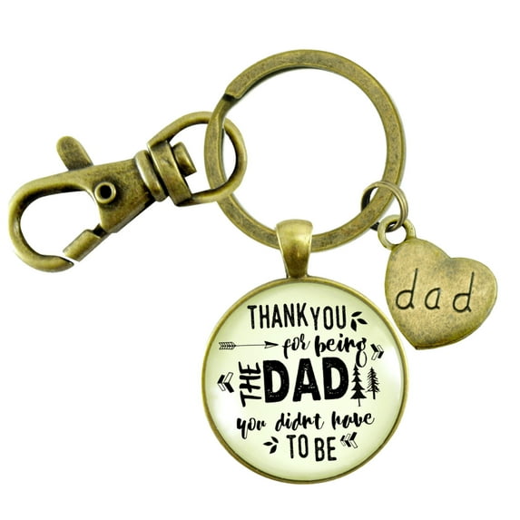 Step Dad Gutsy Goodness Bronze Metal Keychain Thank You for Being Dad Gift Adoptive Adult Male Key Ring