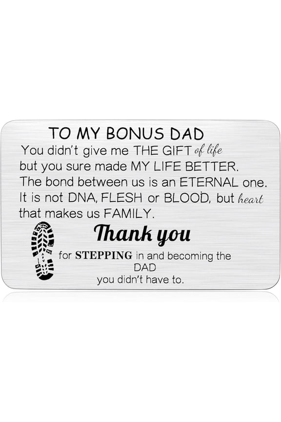Step Dad Keychain Bonus Dad Wallet Card Birthday Christmas Fathers Day Extra Father Gift for Stepdad from Daughter