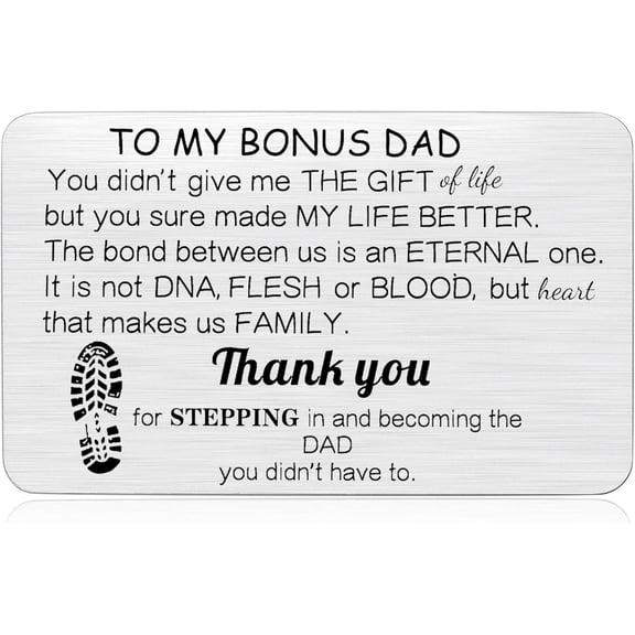 Step Dad Keychain Bonus Dad Wallet Card Birthday Christmas Fathers Day Extra Father Gift for Stepdad from Daughter