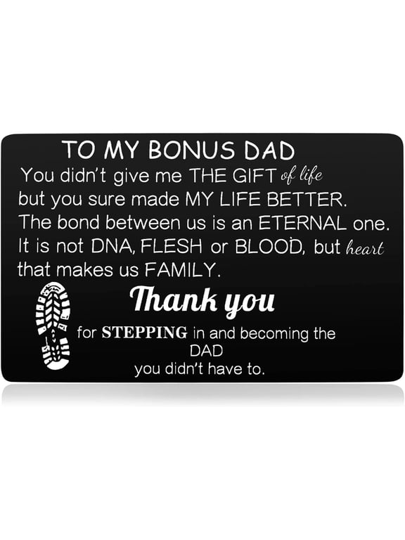 Step Dad Keychain Bonus Dad Wallet Card Birthday Christmas Fathers Day Extra Father Gift for Stepdad from Daughter