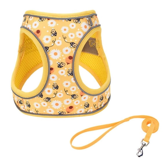 Step in Dog Harness and Leash Set, Flower Adjustable Easy Walk Puppy Harnesses, Soft Mesh Pet Vest Harness Small Size Dog Adjustable No Pull Dog Harness for Small Medium Dogs