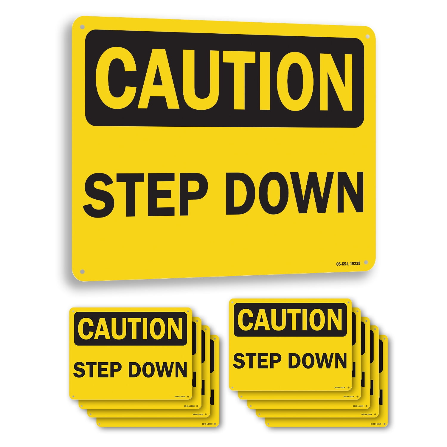 Step Down OSHA Caution Aluminum Sign 18 Inch x 12 Inch - 10 Pack ...