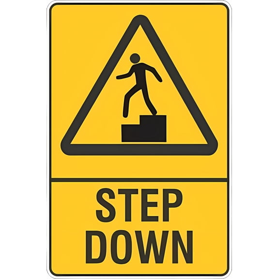 Step Down Tin Sign - 8"x12", Vintage Metal Decor for Home, Farm, Bar, Coffee Shop, Club, Entryway Zones