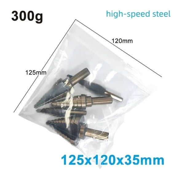 Step Drill Bit Set 5-Piece - HSS Pagoda Drill Bits with Baked Yellow Finish & Triangular Shank - Metal, Wood, Plastic Hole Opener Kit for DIY & Professional Use